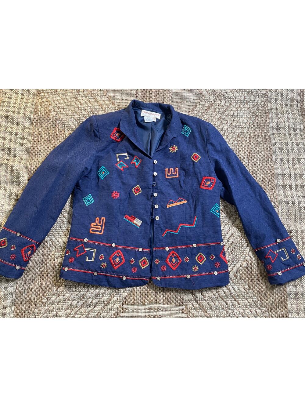 VTG. Norm Thompson Silk Blend Embroidered Jacket Size Med